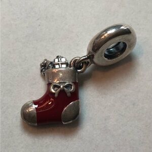 Authentic Pandora Red and Sterling Silver Christmas Stocking Charm